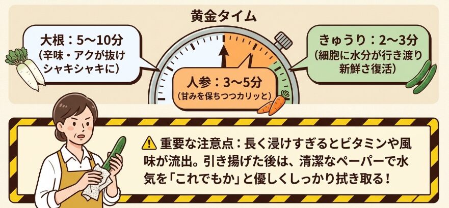 野菜スティックを水にさらす時間の目安