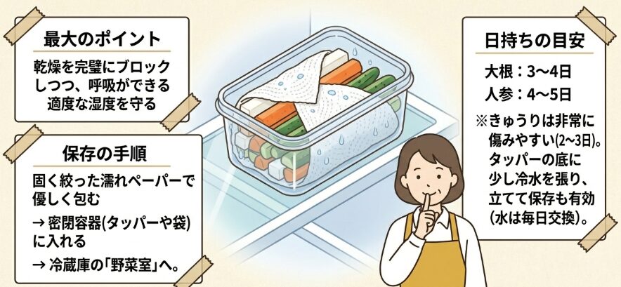 正しい野菜スティックの保存方法