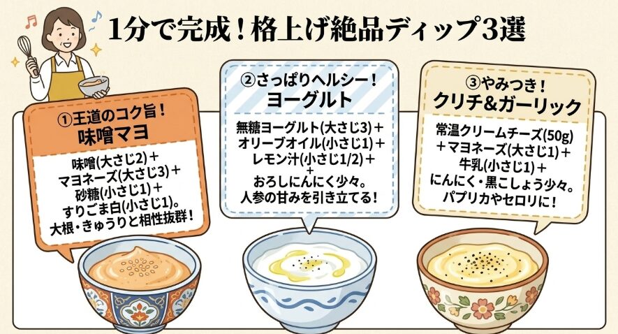 もっと美味しくなるディップのレシピ