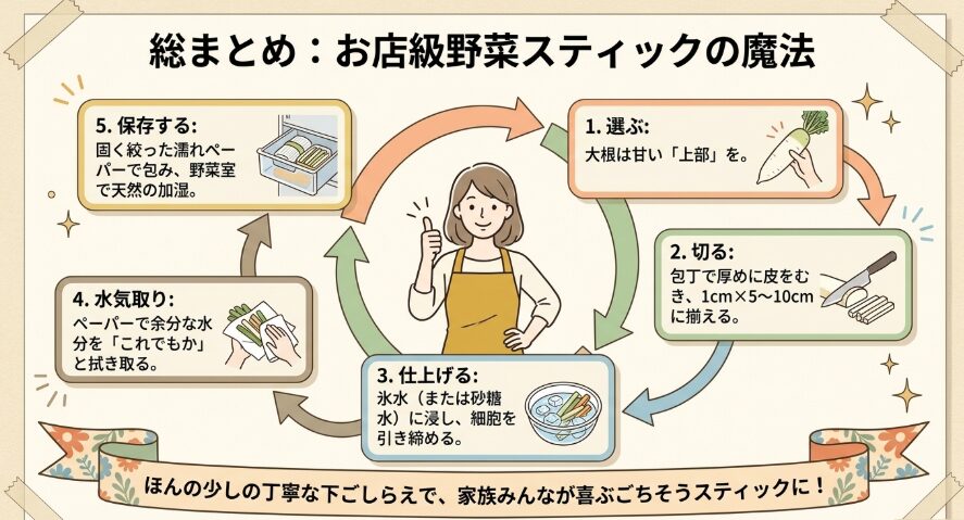 大根スティックの下ごしらえを総括