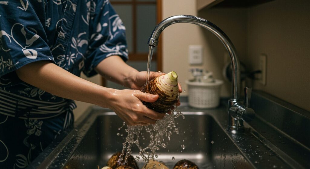 里芋 豚汁 下ごしらえ
