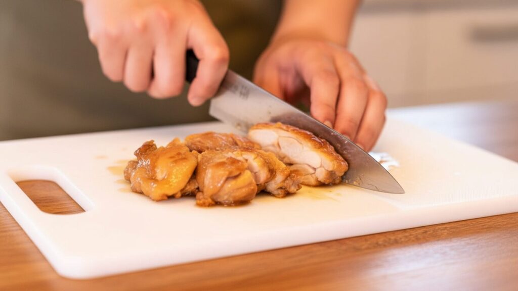 弾力を指で押して焼き加減を確かめる