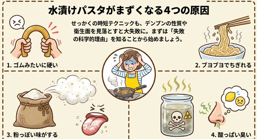 水漬けパスタがまずい4つの原因