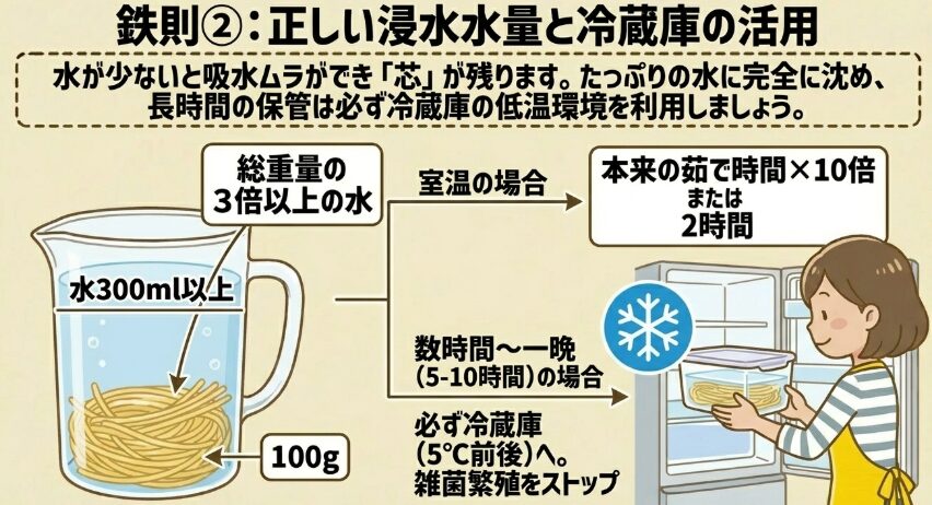冷蔵庫での正しい浸水方法