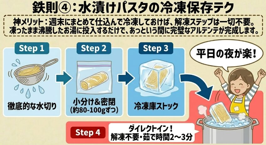 水漬けパスタの冷凍保存テク