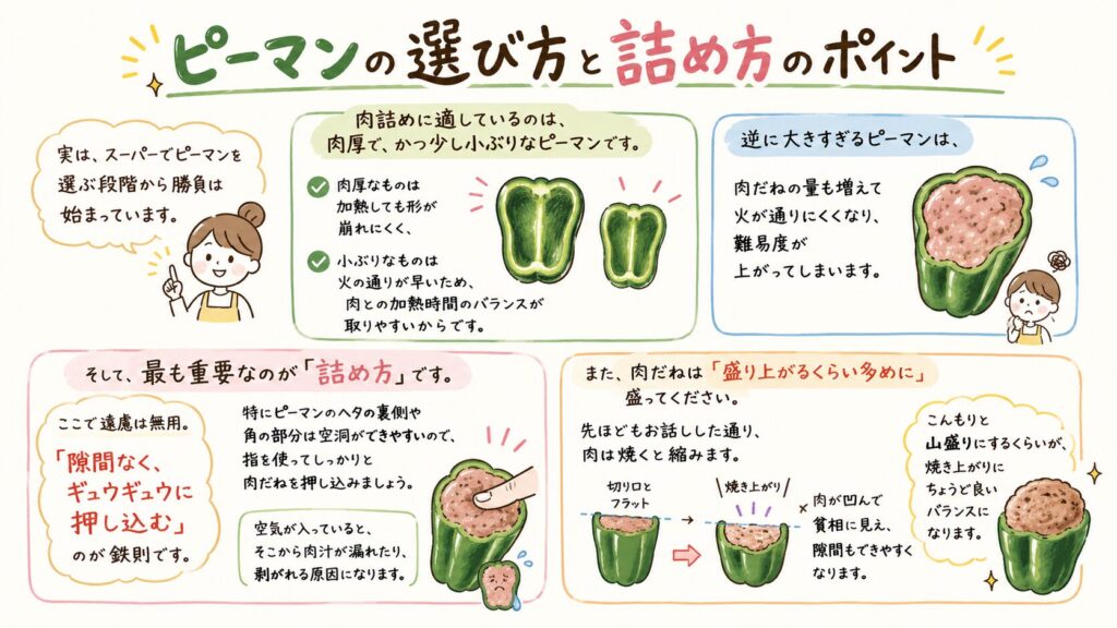 ピーマンの選び方と詰め方のポイント