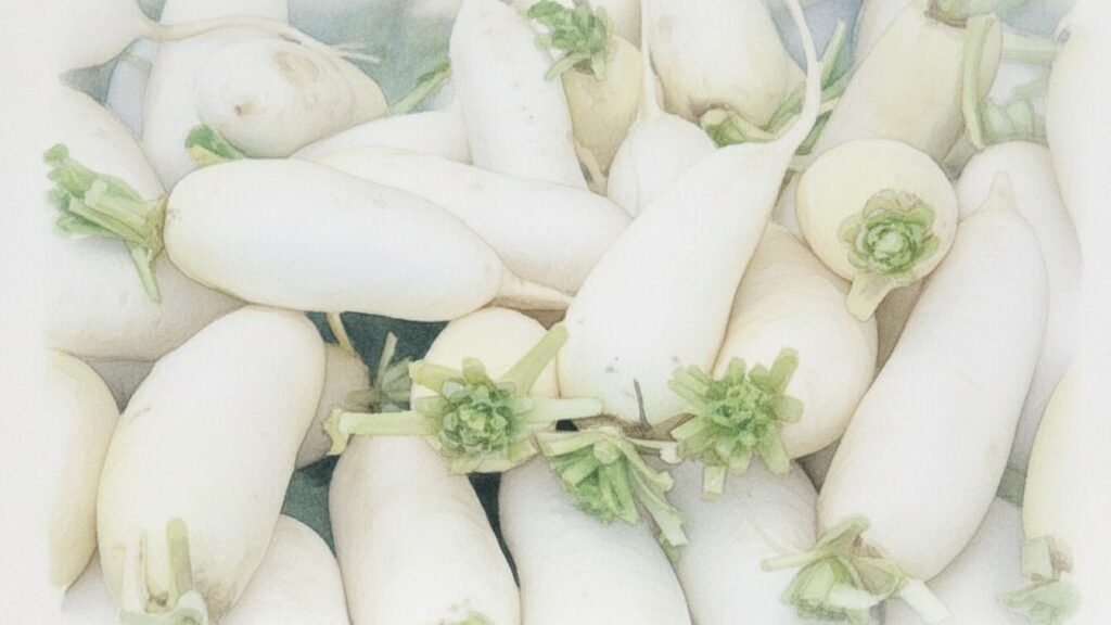 デンプンの効果で大根が白くなる