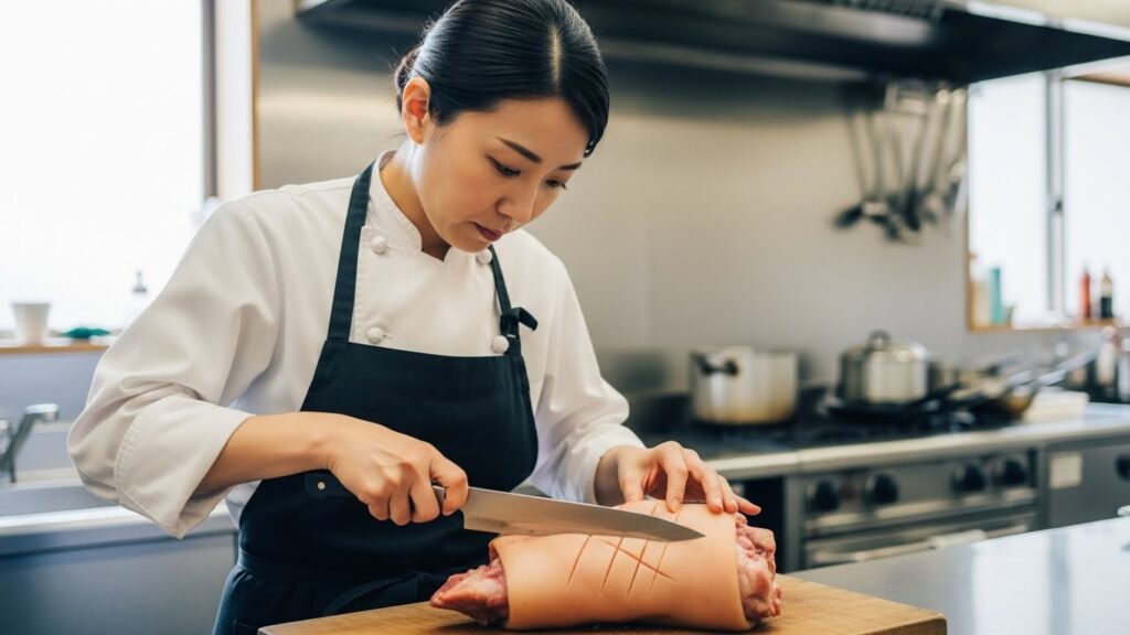 豚足を柔らかくジューシーに焼くための切り方