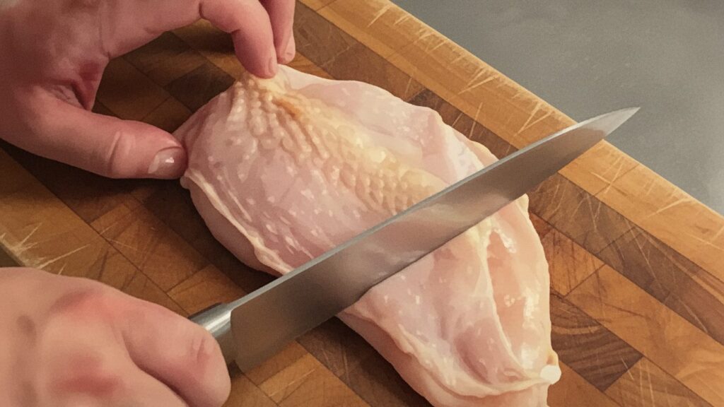 肉の厚みを均一にする開き方