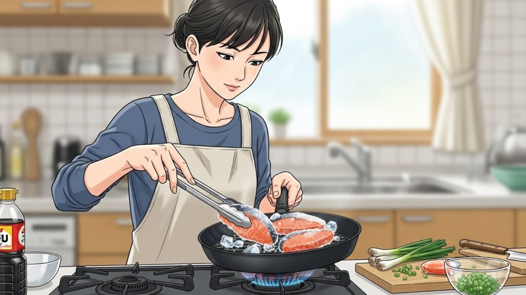 皮をパリッと焼くための火加減