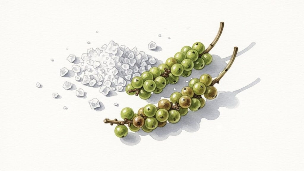 山椒と塩で爽やかな香りを出す