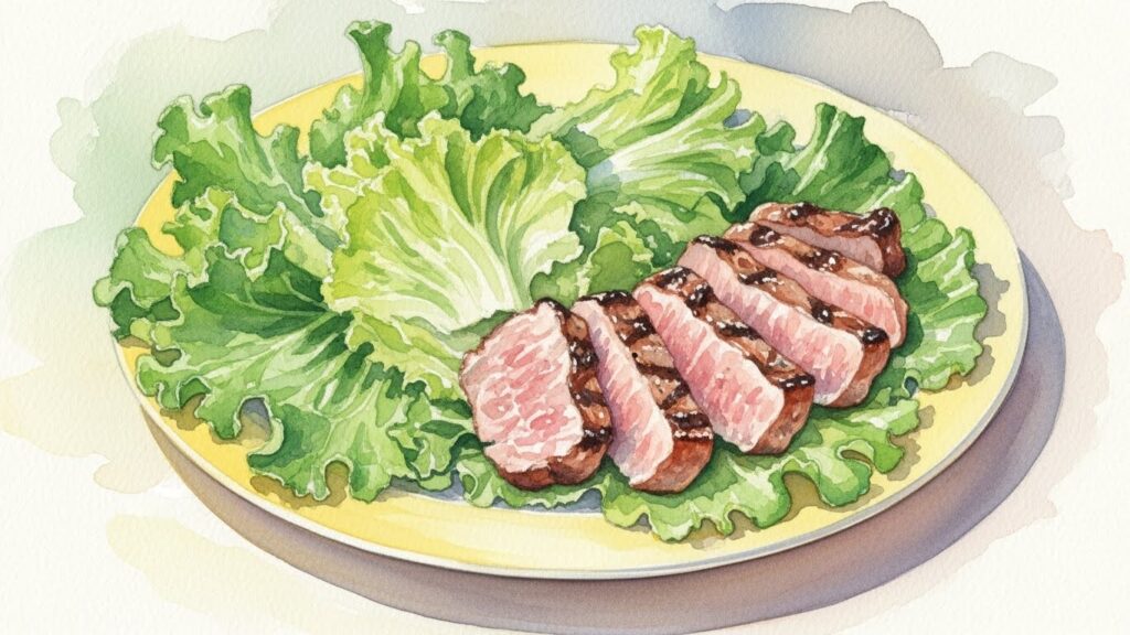 サラダ菜で柔らかい食感をプラス