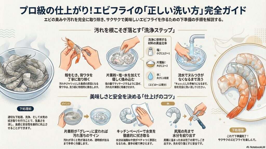 エビフライの下ごしらえで正しく洗う実践手順