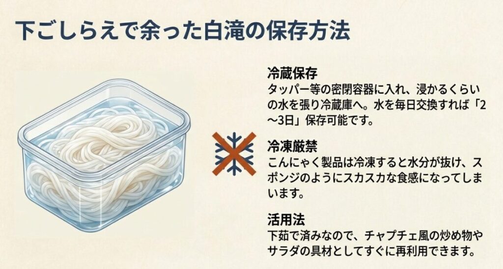 下ごしらえで余った白滝の保存方法