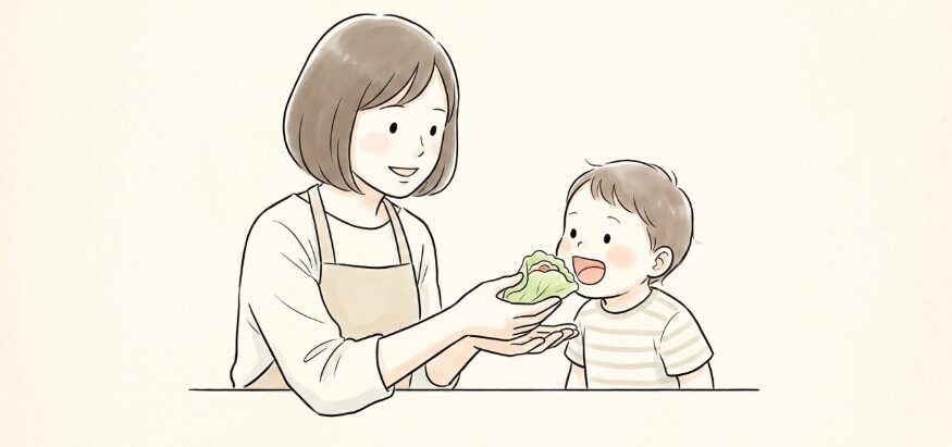 サラダ菜で柔らかい食感をプラス