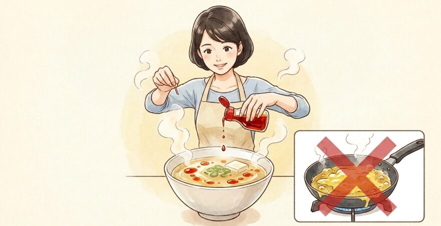 ラー油を使って辛味と風味をプラス