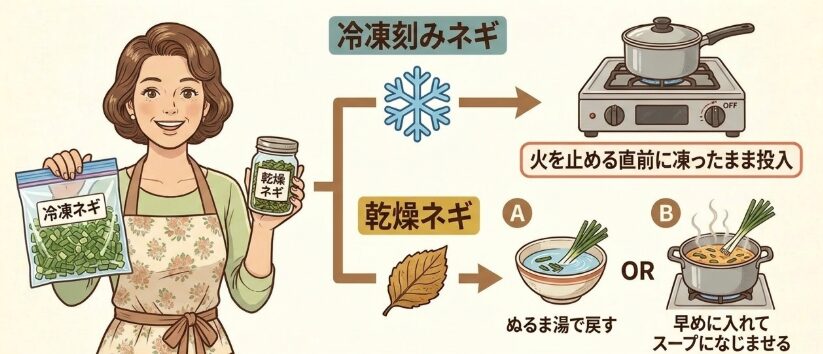 冷凍ネギや乾燥ネギは代用として使える?