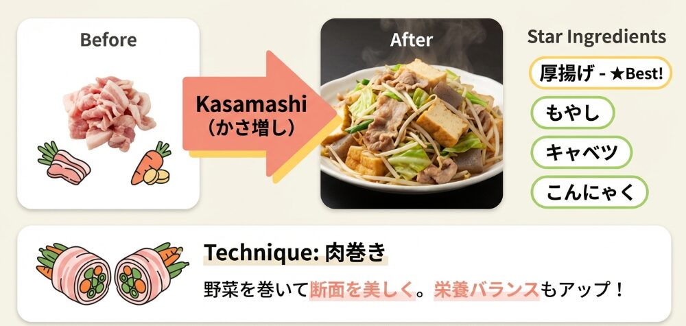 節約しながらボリュームを出すかさ増し術