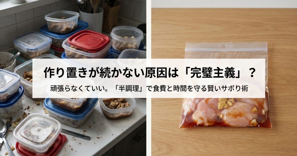 作り置きが続かない原因は完璧主義？「半調理」に変えたら食費が減った話