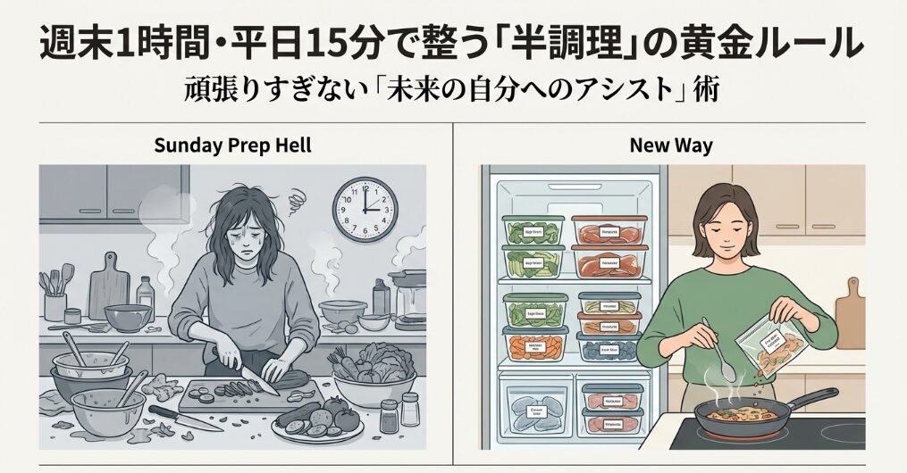 作り置きは下ごしらえだけ！やりすぎ・頑張りすぎない平日15分の半調理の黄金ルール