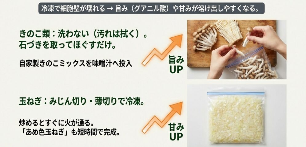 きのこ類・玉ねぎ