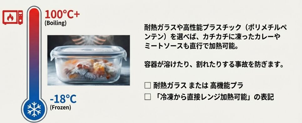 冷凍庫からそのままレンチン！耐熱温度差の重要性