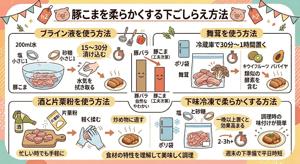 豚こまを柔らかくする下ごしらえ方法