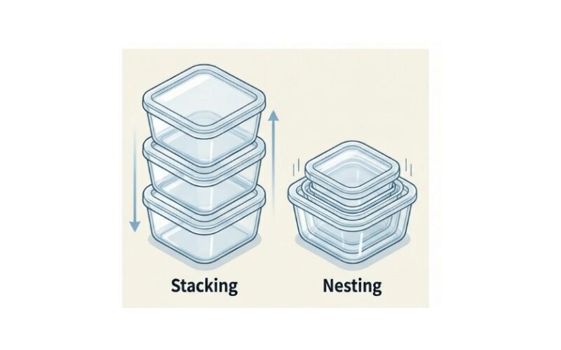 デッドスペースをなくす「角型・スタッキング対応」