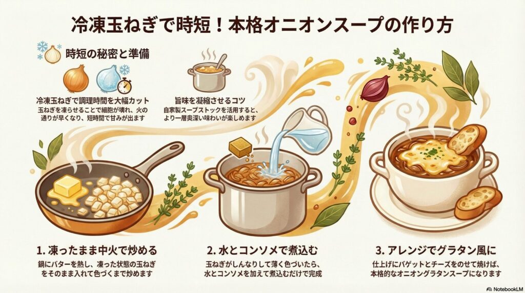 旨味たっぷりオニオンスープ