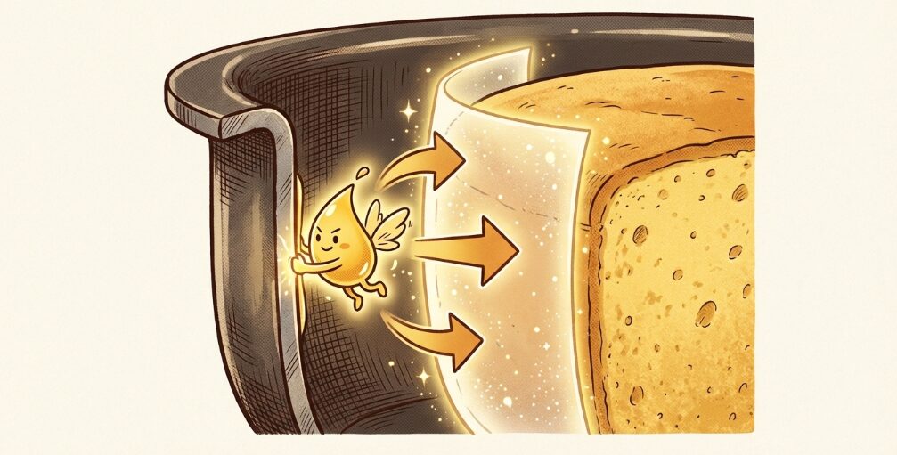 【内釜にこびりつかない！】クッキングシートと油で綺麗に剥がす物理的対策