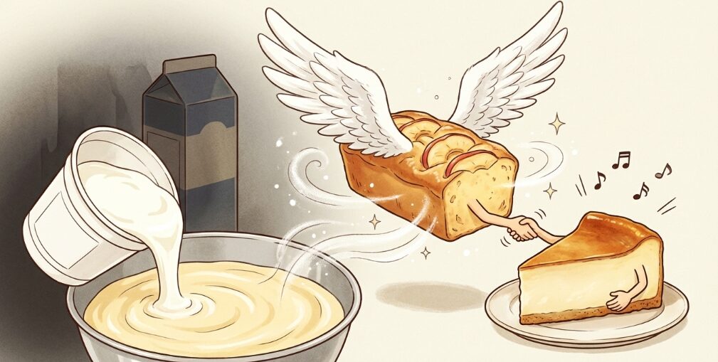 ヨーグルトで濃厚チーズケーキ風に！