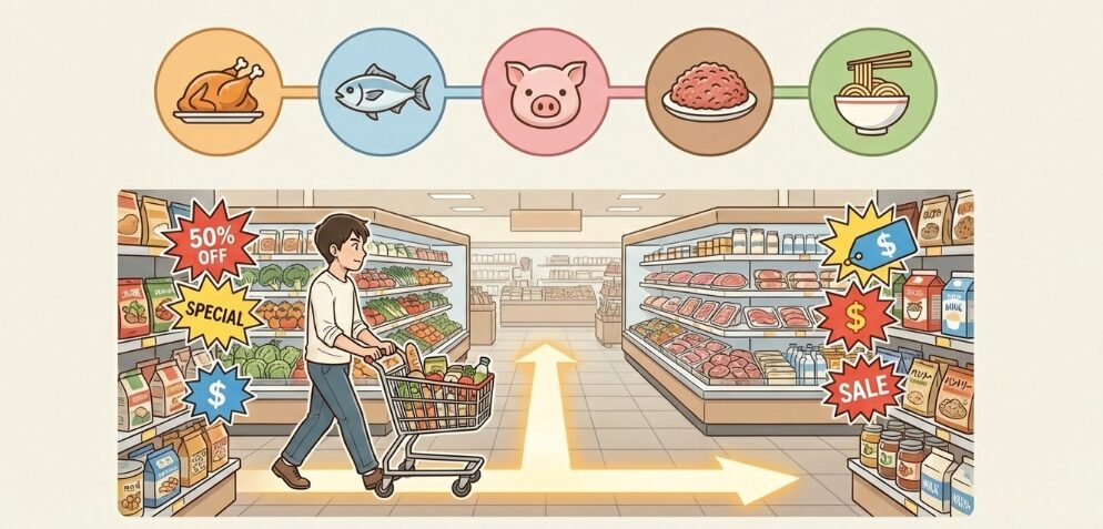 ステップ1：平日5日間の「メイン食材（肉・魚）」を曜日ごとに完全固定する