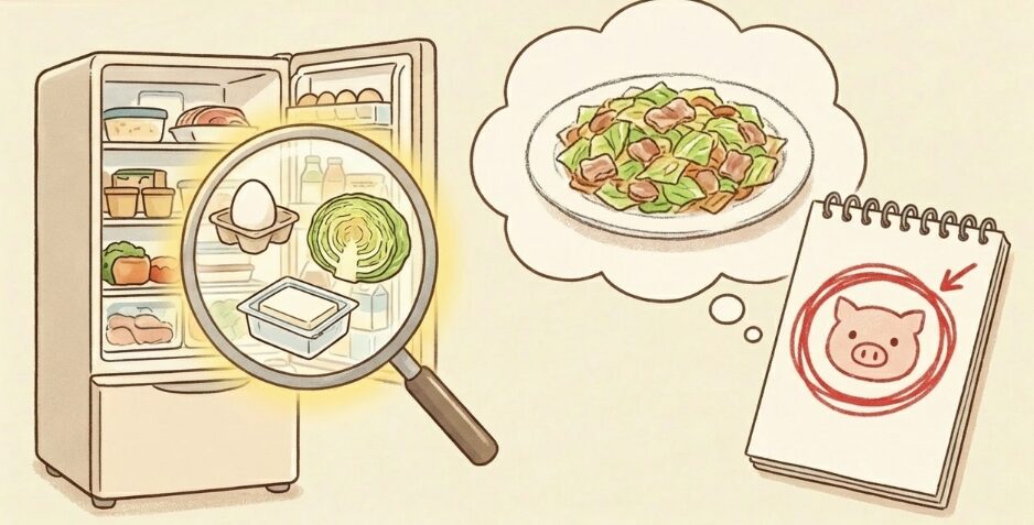 冷蔵庫の在庫チェックとざっくり献立決め