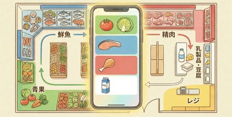 売り場順に食材をリストアップする