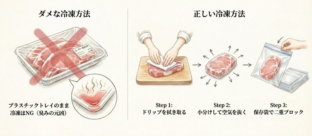 肉・魚の下ごしらえと冷凍保存期間の目安