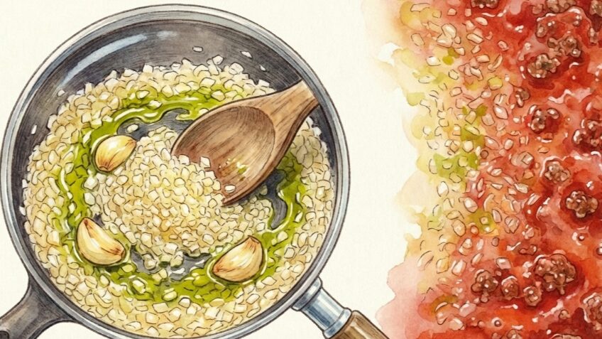 ミートソース作りの下ごしらえ