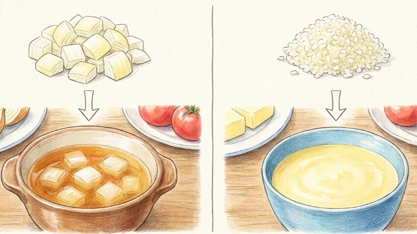 スープが美味しくなる切り方