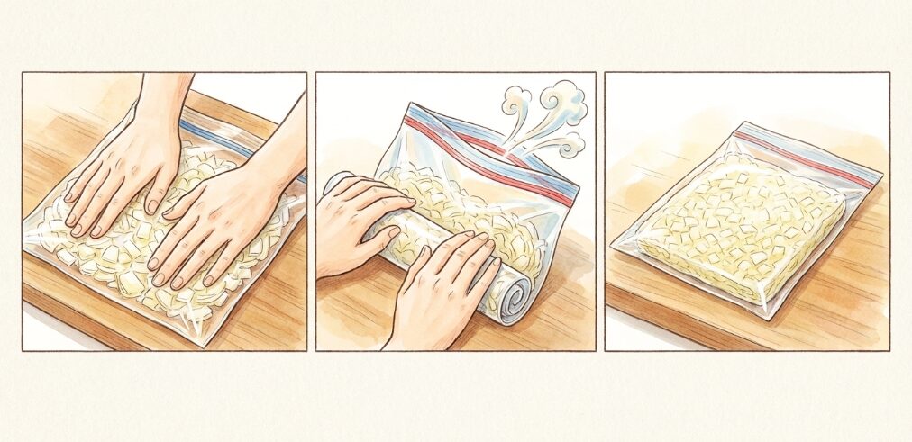 保存袋を使った密閉のやり方