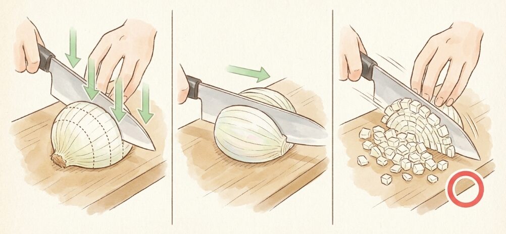 包丁の入れ方(横・縦)