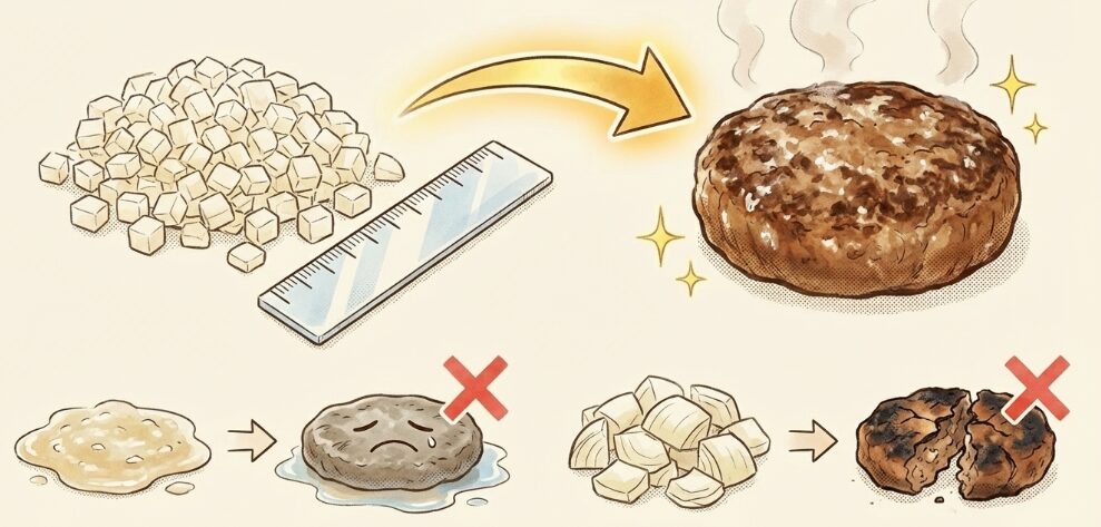 ハンバーグ作りに最適な粗さの調整