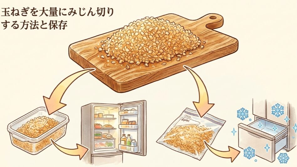 玉ねぎを大量にみじん切りする方法と保存