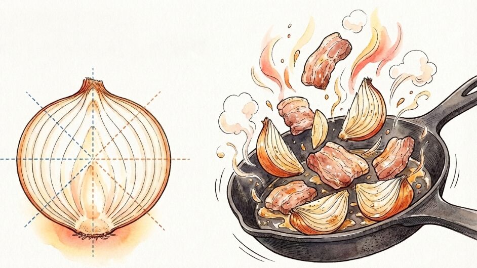 炒め物に便利な下ごしらえのくし形切り