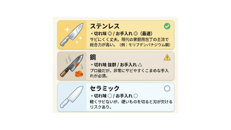 錆びにくい「素材」選び