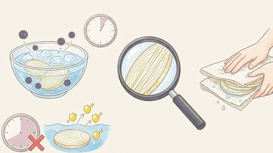 水にさらす方法で食感を残す