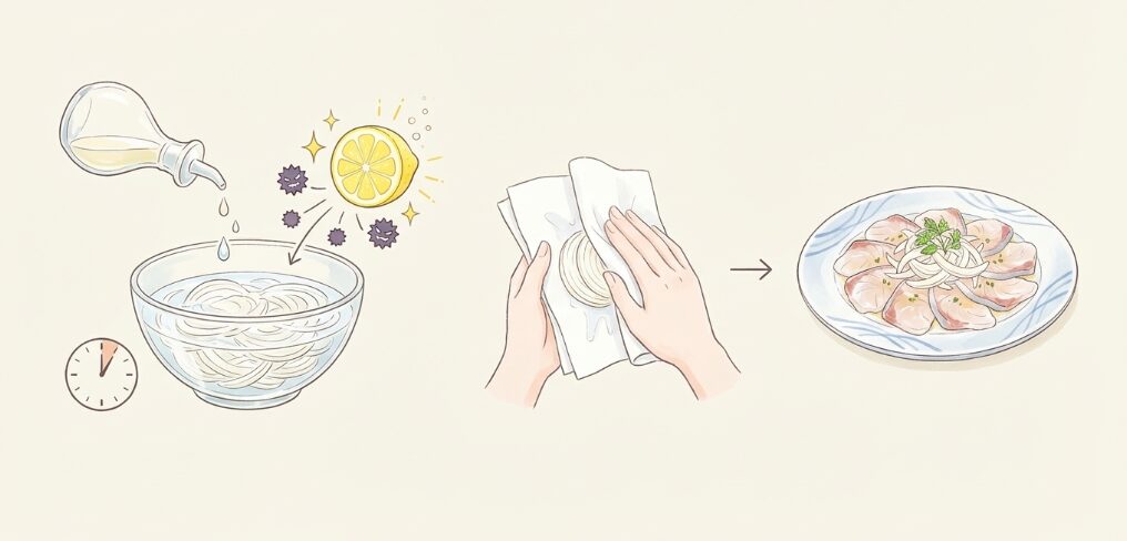 酢水を使ってさっぱり仕上げる