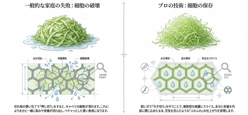 ふわふわなお店風に!キャベツの千切りのコツと準備