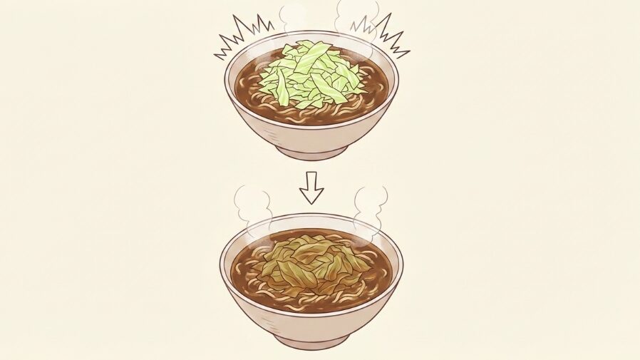 シャキシャキ食感が味噌ラーメンに合う