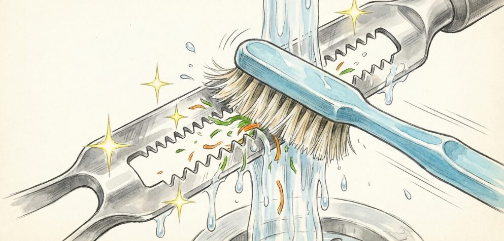 刃に詰まる野菜の簡単な洗い方