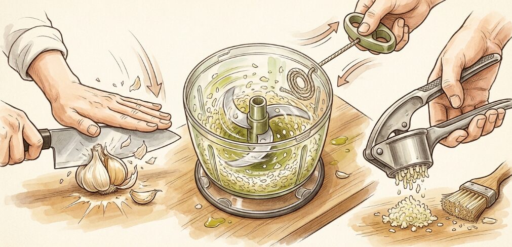 にんにくのみじん切りを簡単に行うコツ