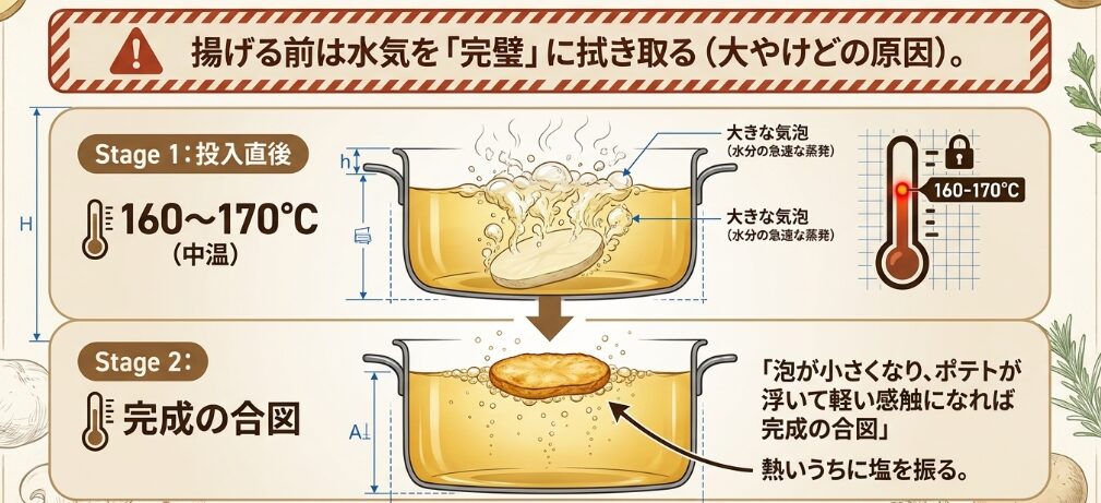 揚げる際のスライスポテトの注意点